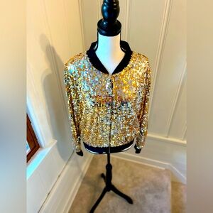 Stretchy gold sequin jacket